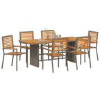 Garten Essgruppe 7 pcs Grau und Braun Poly-Rattan