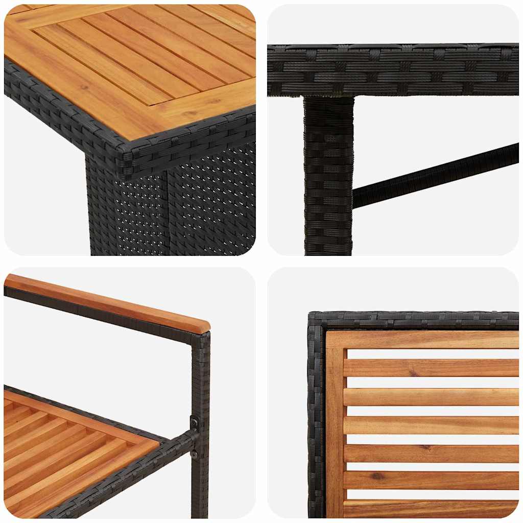 Garten Essgruppe 9 pcs Schwarz und Braun Poly-Rattan