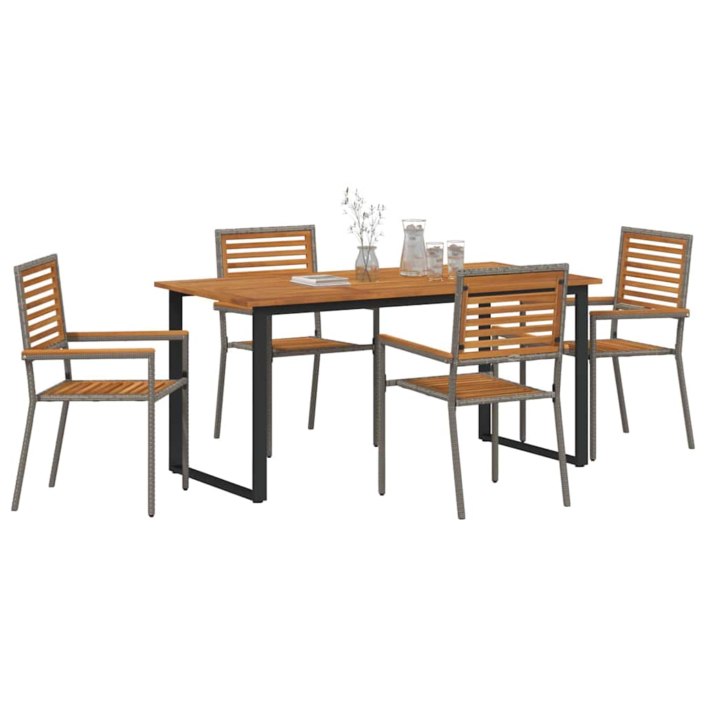 Garten Essgruppe 5 pcs Grau Massivholz Akazie