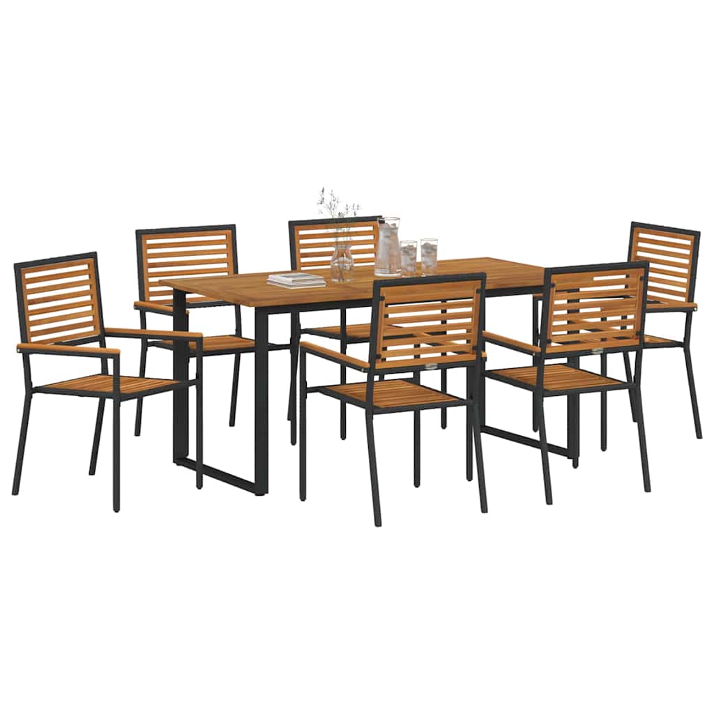 Garten Essgruppe 7 pcs Schwarz Massivholz Akazie