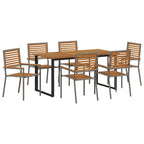 Garten Essgruppe 7 pcs Grau Massivholz Akazie