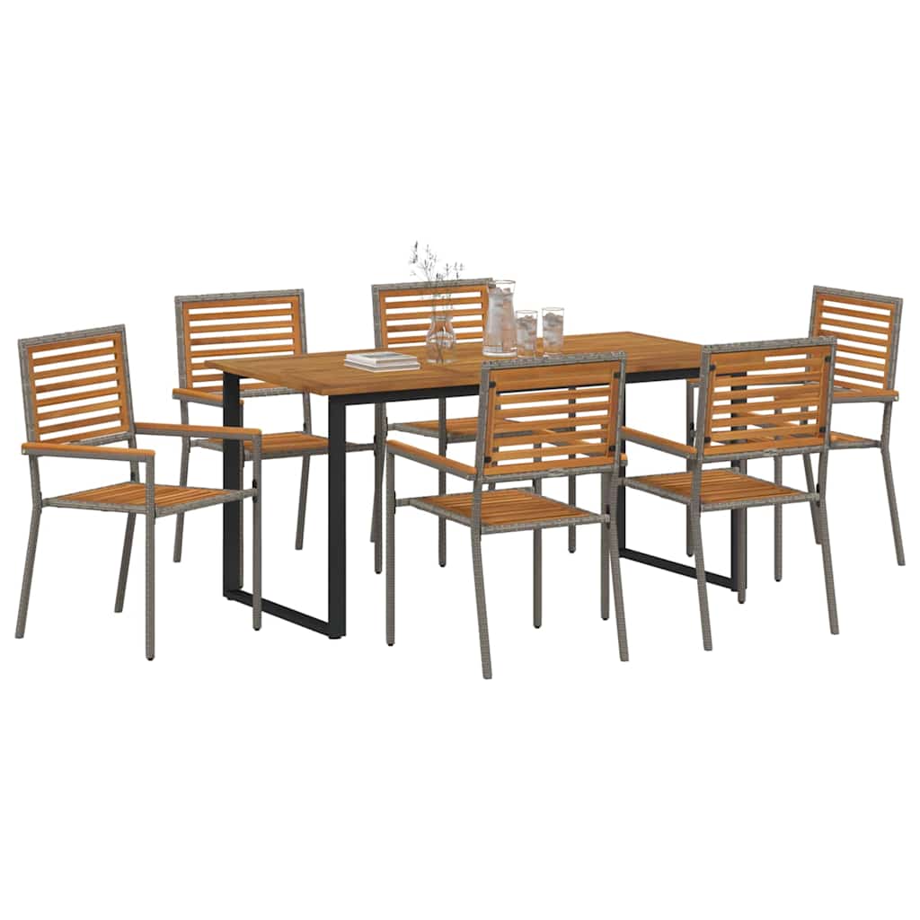 Garten Essgruppe 7 pcs Grau Massivholz Akazie