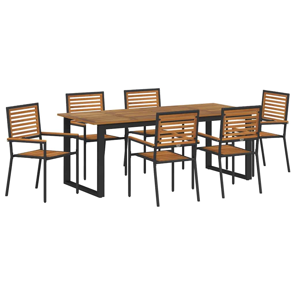 Garten Essgruppe 7 pcs Schwarz Massivholz Akazie