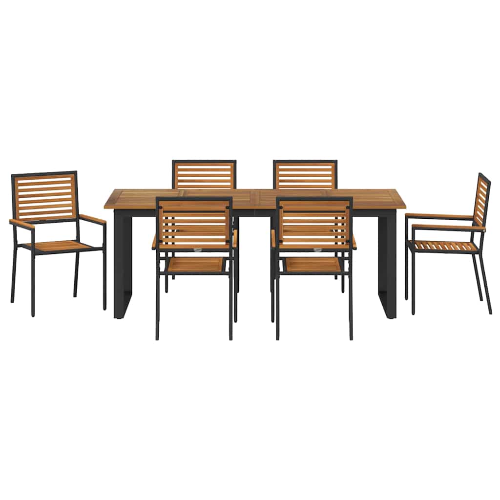 Garten Essgruppe 7 pcs Schwarz Massivholz Akazie