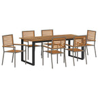 Garten Essgruppe 7 pcs Grau Massivholz Akazie