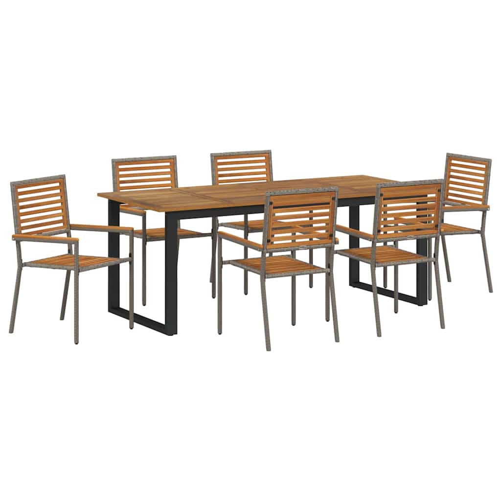 Garten Essgruppe 7 pcs Grau Massivholz Akazie