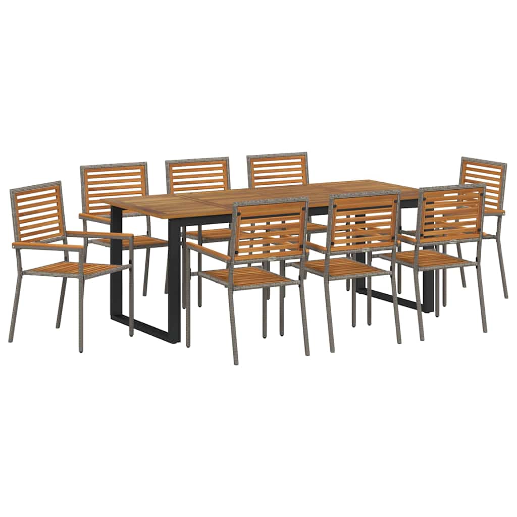 Garten Essgruppe 9 pcs Grau Massivholz Akazie