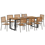Garten Essgruppe 9 pcs Grau Massivholz Akazie