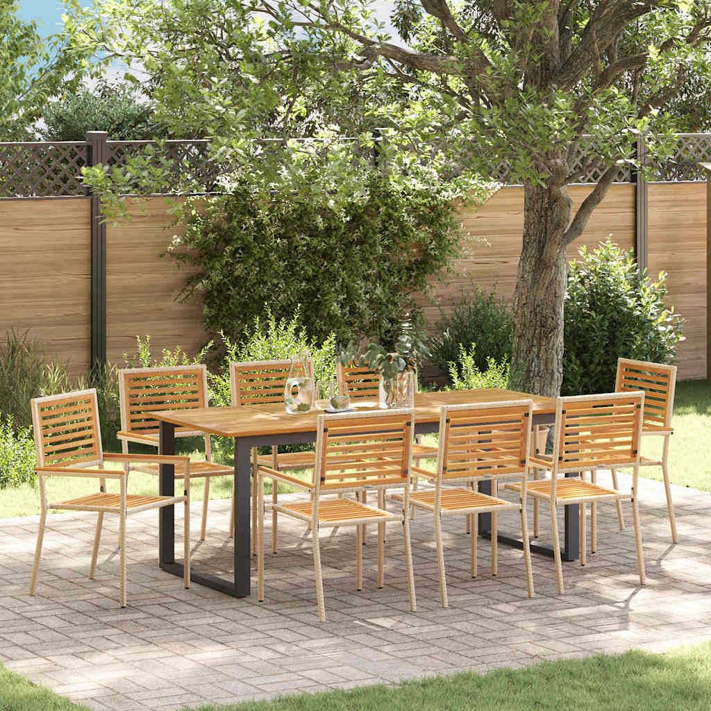 Garten Essgruppe 9 pcs Beige Massivholz Akazie