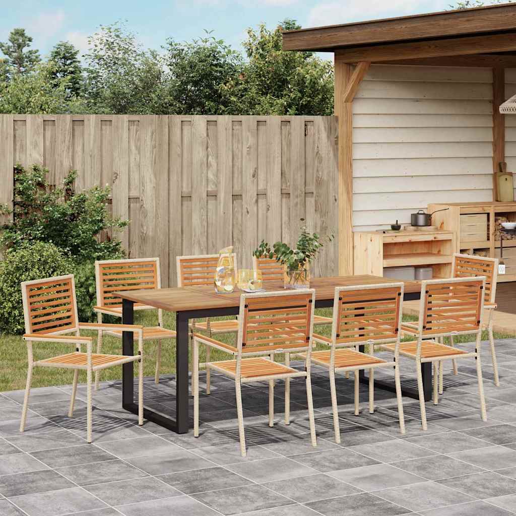 Garten Essgruppe 9 pcs Beige Massivholz Akazie
