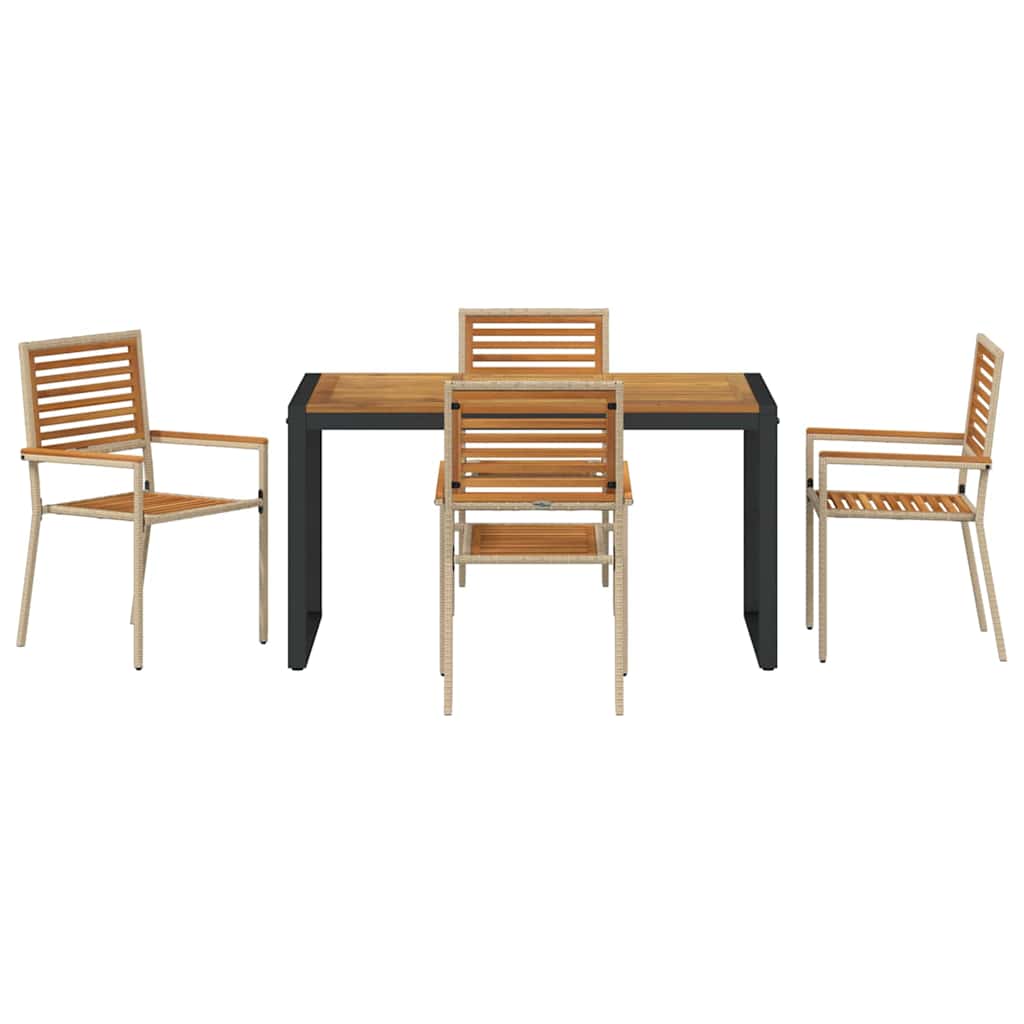 Garten Essgruppe 5 pcs Beige und Braun Poly-Rattan
