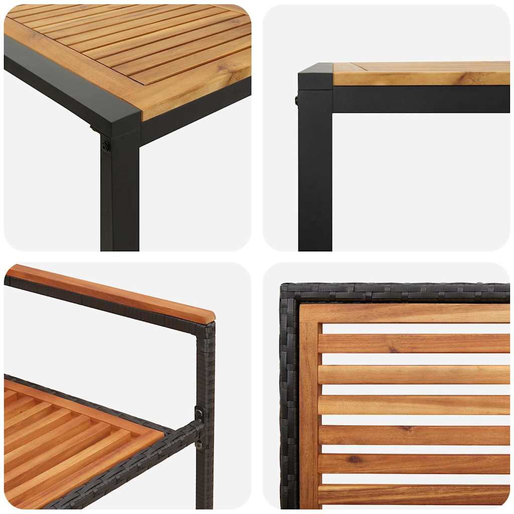 Garten Essgruppe 5 pcs Schwarz und Braun Poly-Rattan