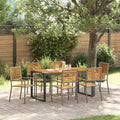 Garten Essgruppe 7 pcs Grau und Braun Poly-Rattan