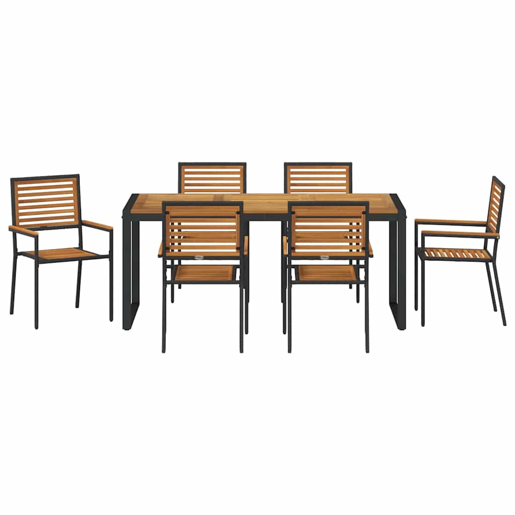 Garten Essgruppe 7 pcs Schwarz und Braun Poly-Rattan