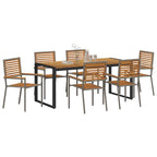 Garten Essgruppe 7 pcs Grau und Braun Poly-Rattan