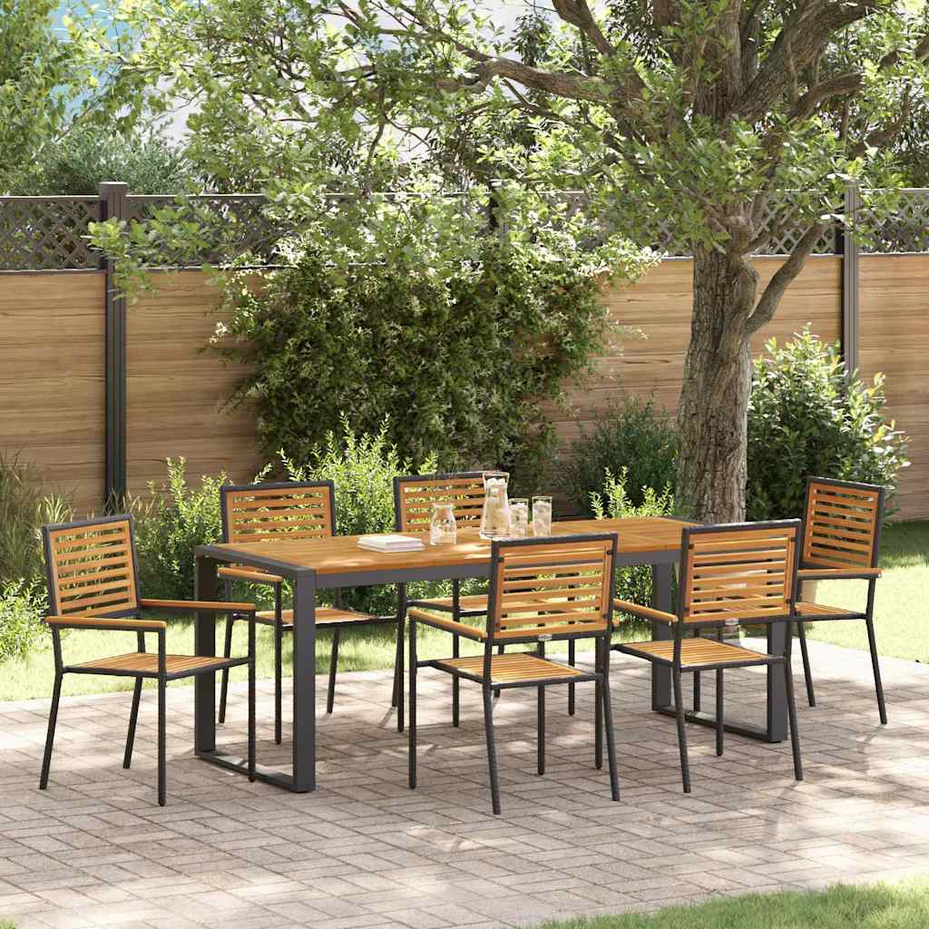 Garten Essgruppe 7 pcs Schwarz und Braun Poly-Rattan