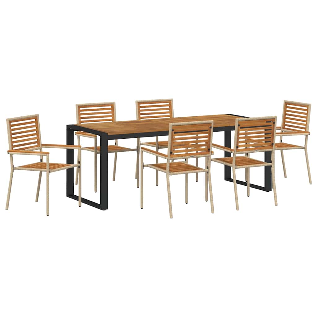 Garten Essgruppe 7 pcs Beige und Braun Poly-Rattan
