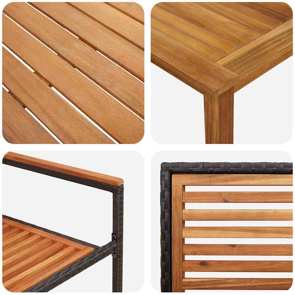 Garten Essgruppe 3 pcs Schwarz Massivholz Akazie