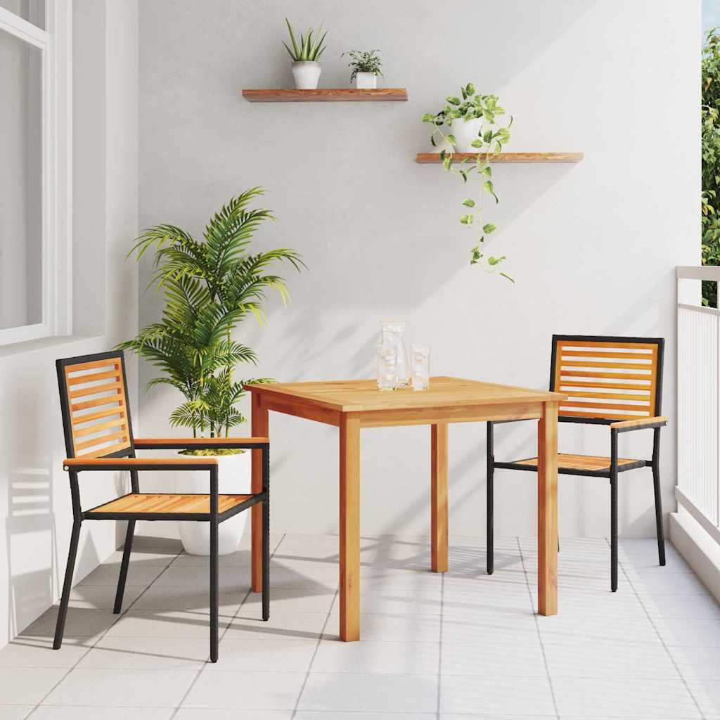 Garten Essgruppe 3 pcs Schwarz Massivholz Akazie