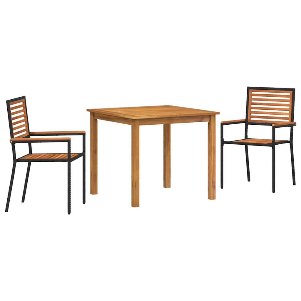 Garten Essgruppe 3 pcs Schwarz Massivholz Akazie