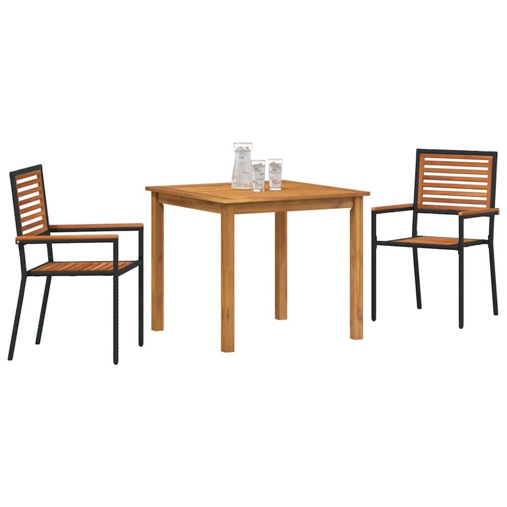 Garten Essgruppe 3 pcs Schwarz Massivholz Akazie
