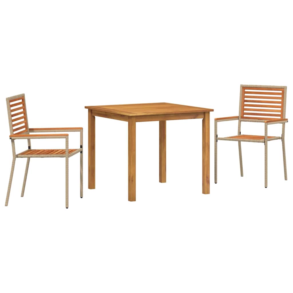 Garten Essgruppe 3 pcs Beige Massivholz Akazie