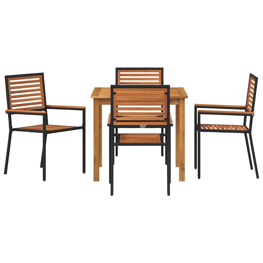 Garten Essgruppe 5 pcs Schwarz Massivholz Akazie