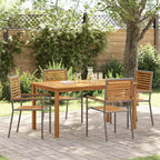 Garten Essgruppe 5 pcs Grau Massivholz Akazie