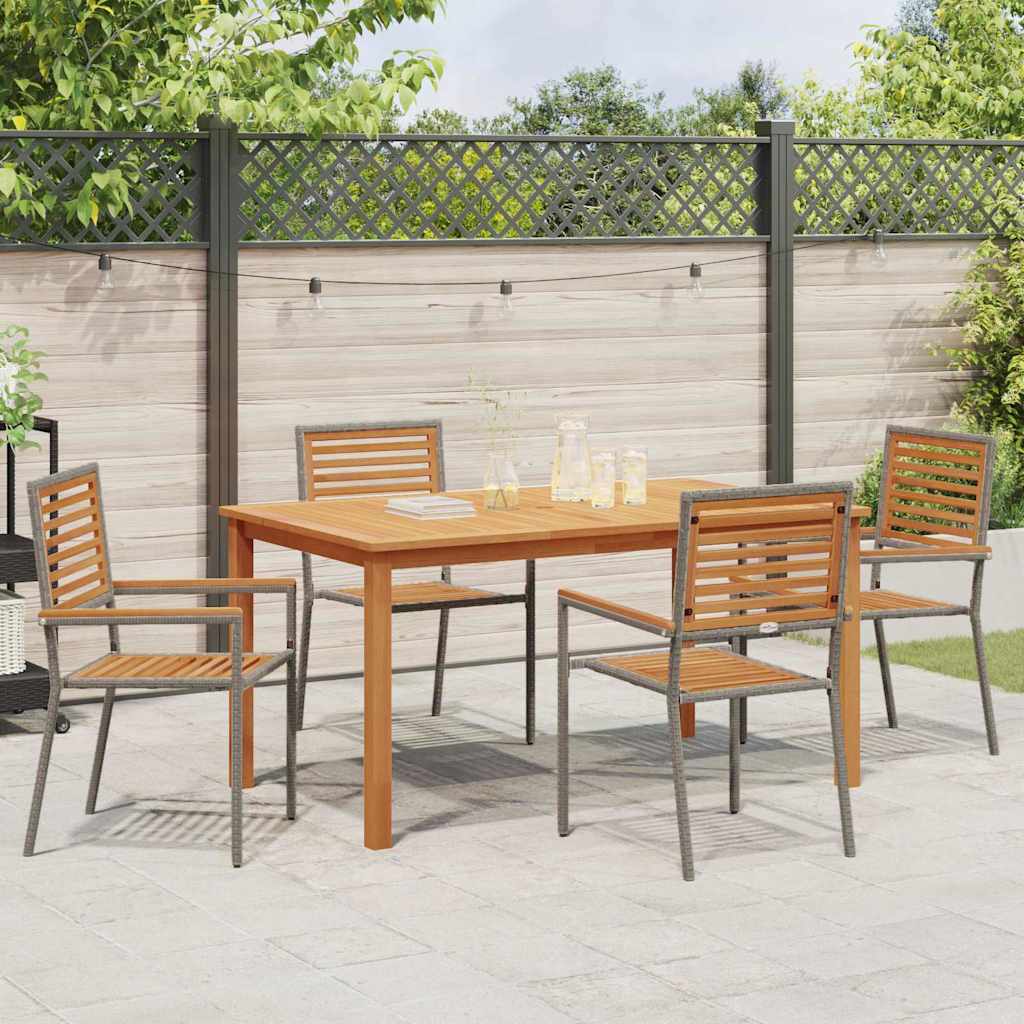 Garten Essgruppe 5 pcs Grau Massivholz Akazie