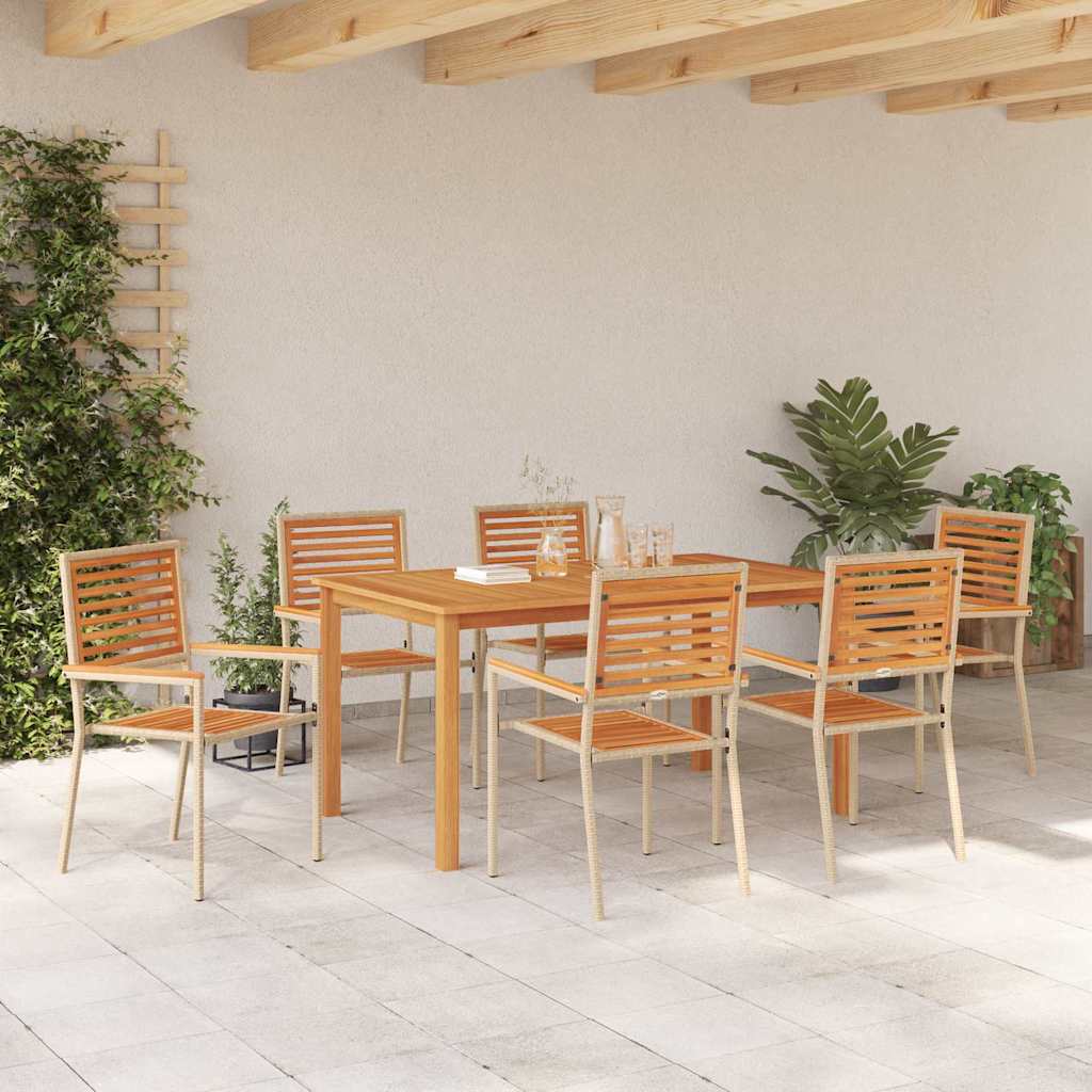 Garten Essgruppe 7 pcs Beige Massivholz Akazie