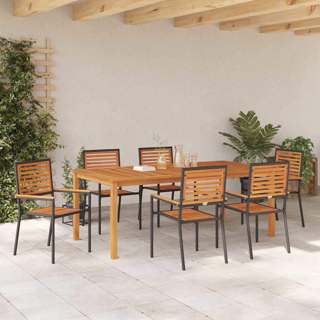 Garten Essgruppe 7 pcs Schwarz Massivholz Akazie