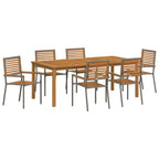 Garten Essgruppe 7 pcs Grau Massivholz Akazie