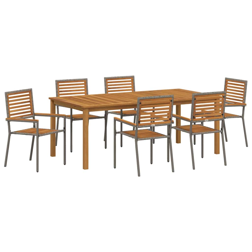 Garten Essgruppe 7 pcs Grau Massivholz Akazie