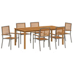 Garten Essgruppe 7 pcs Grau Massivholz Akazie