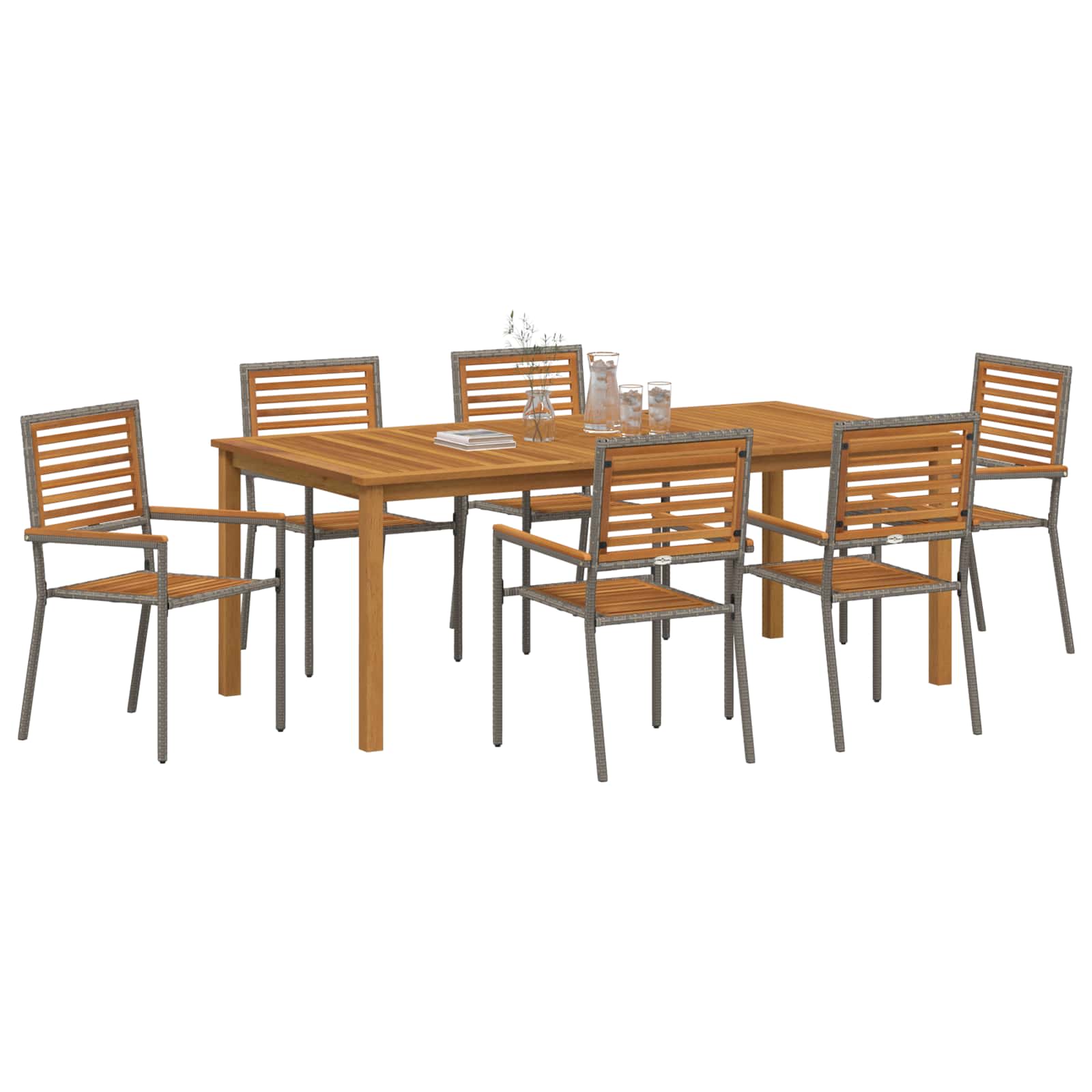 Garten Essgruppe 7 pcs Grau Massivholz Akazie