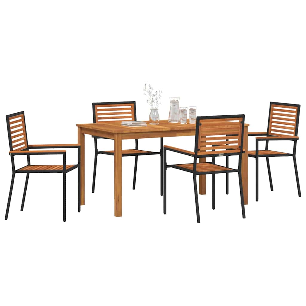 Garten Essgruppe 5 pcs Schwarz Massivholz Akazie
