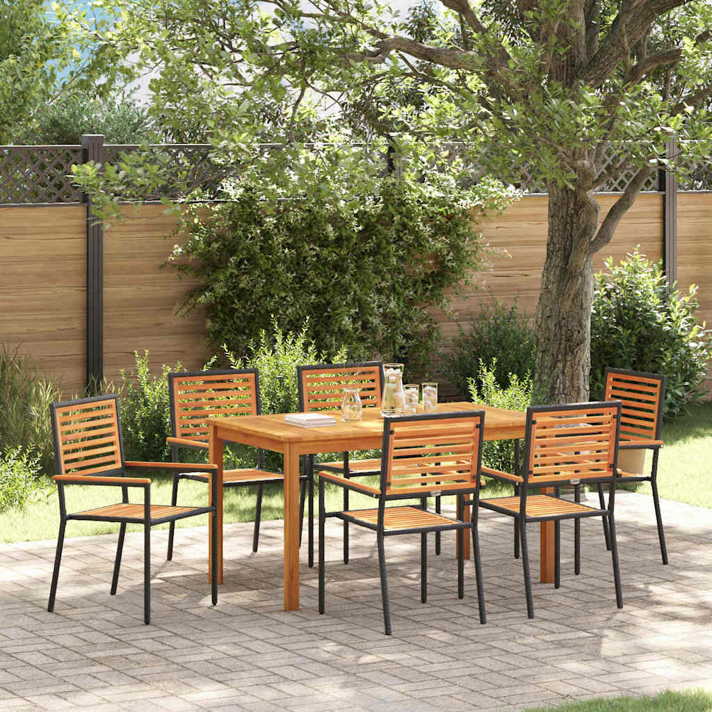 Garten Essgruppe 7 pcs Schwarz Massivholz Akazie