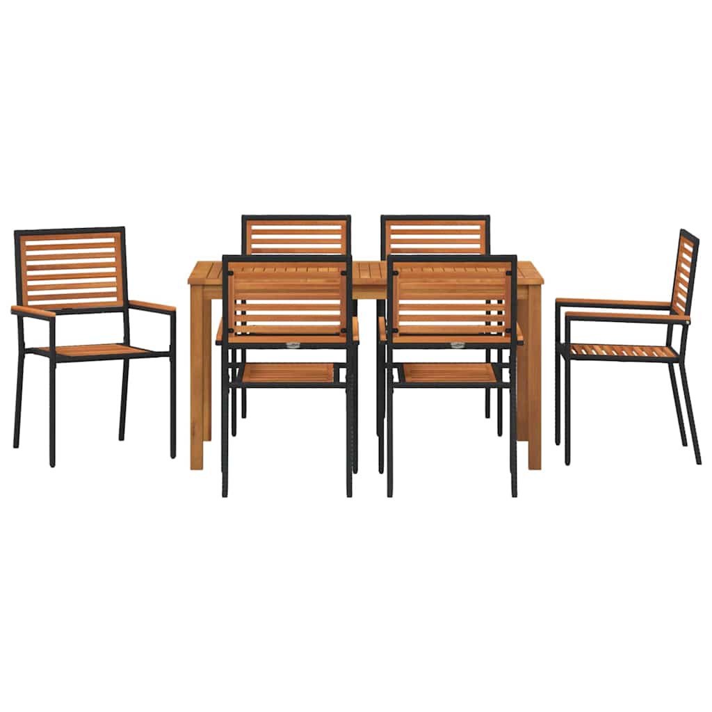 Garten Essgruppe 7 pcs Schwarz Massivholz Akazie