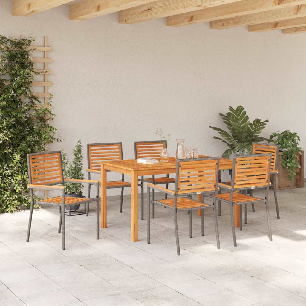 Garten Essgruppe 7 pcs Grau Massivholz Akazie