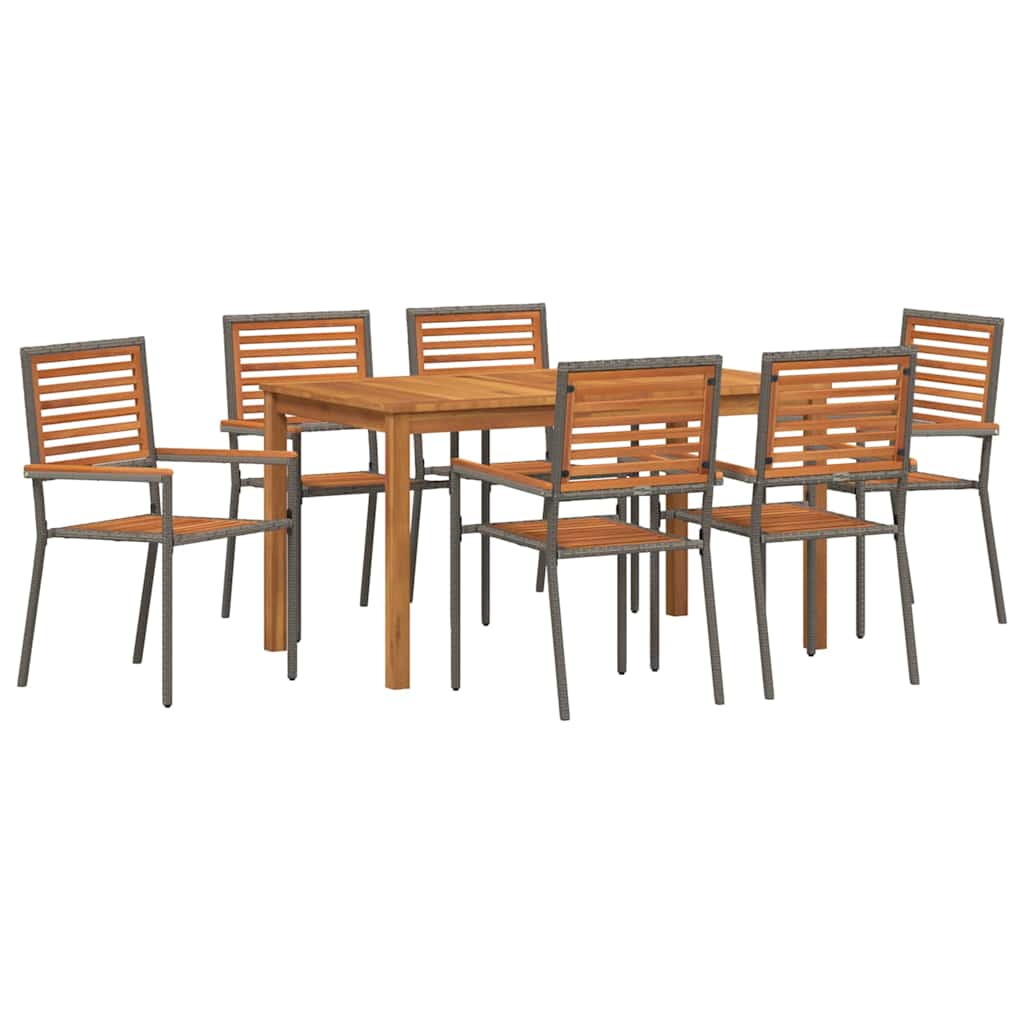 Garten Essgruppe 7 pcs Grau Massivholz Akazie
