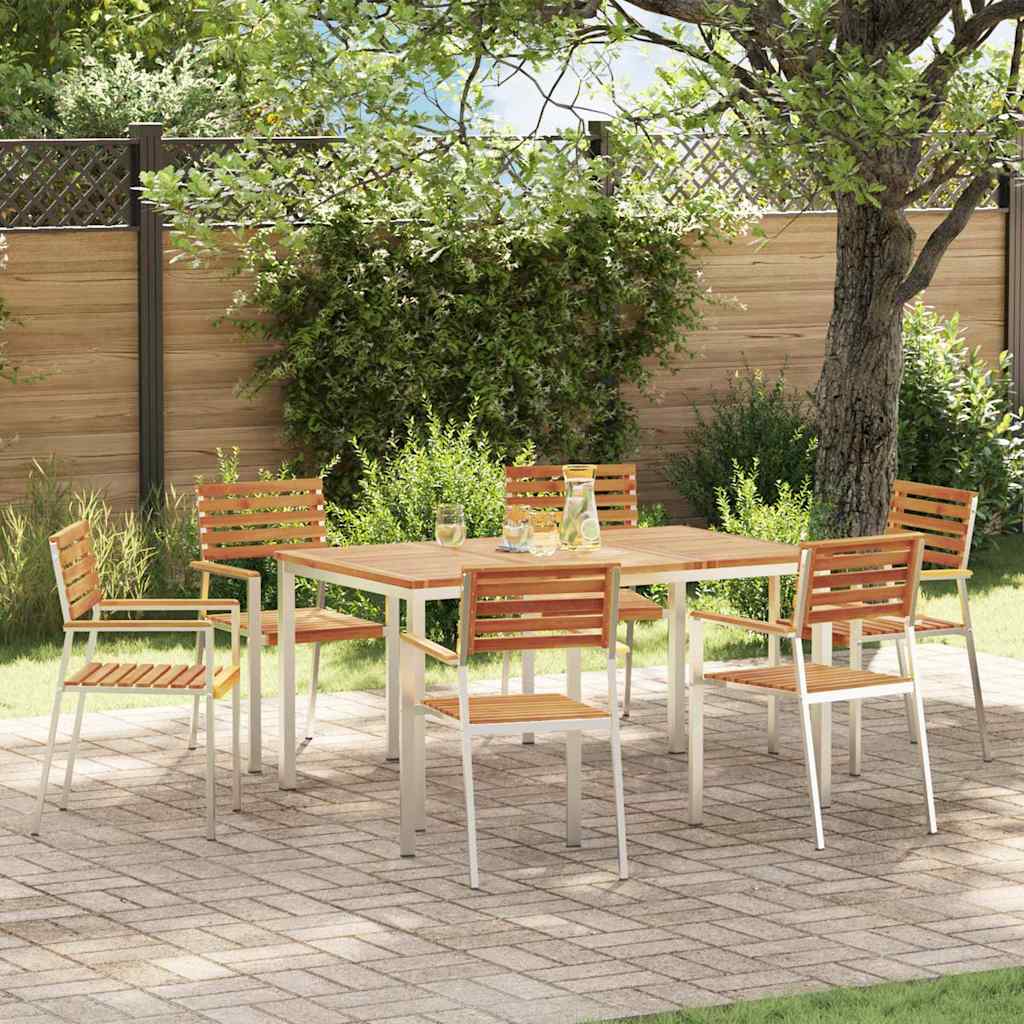 Garten Essgruppe 7 pcs Braun Massivholz Akazie