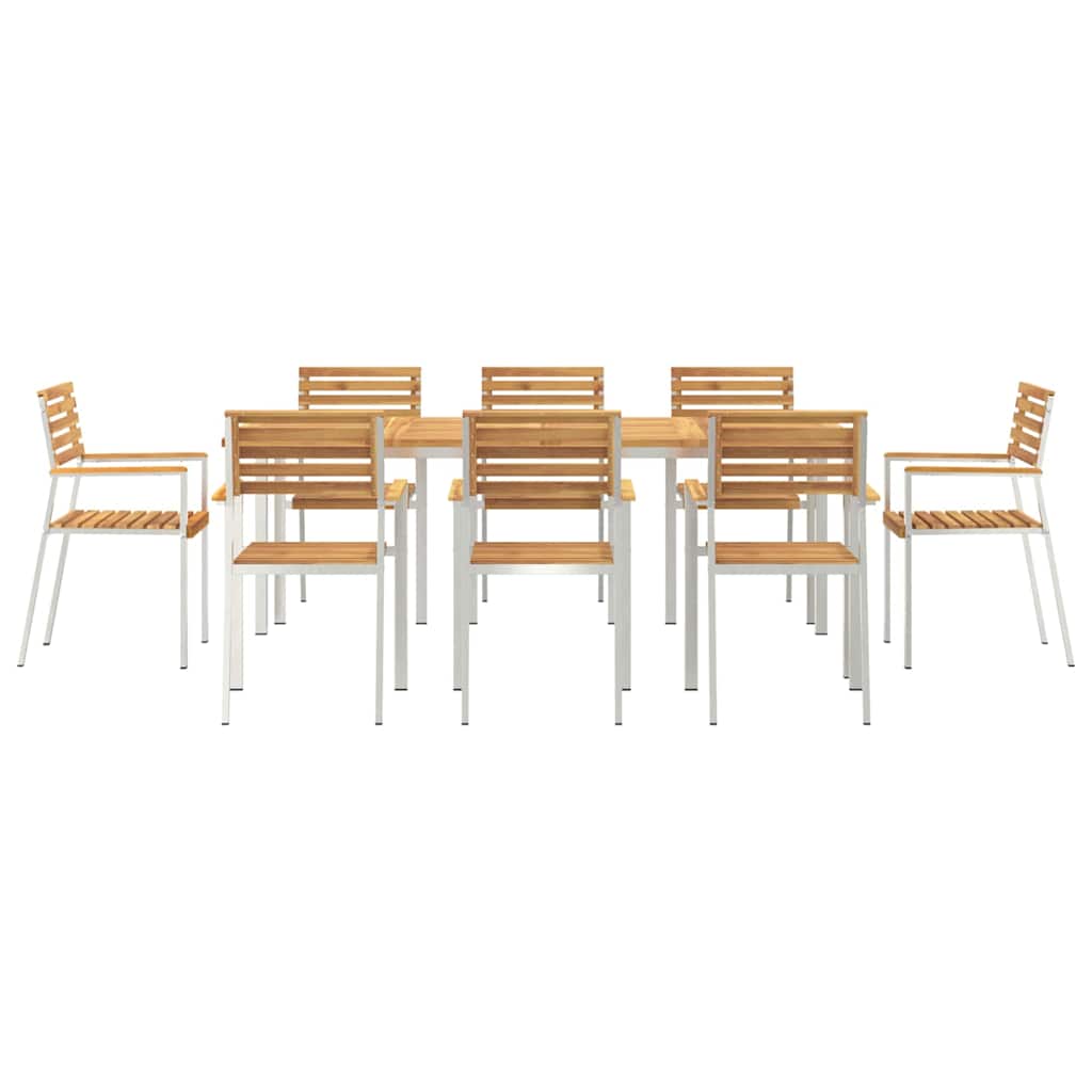 Garten Essgruppe 9 pcs Braun Massivholz Akazie