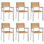 Garten Essgruppe 7 pcs Braun Massivholz Teak