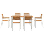 Garten Essgruppe 7 pcs Braun Massivholz Teak