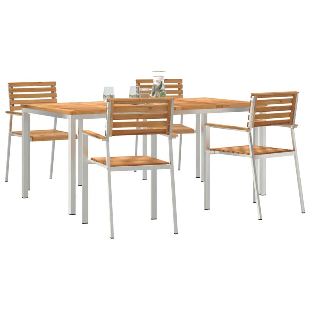 Garten Essgruppe 5 pcs Braun Massivholz Teak