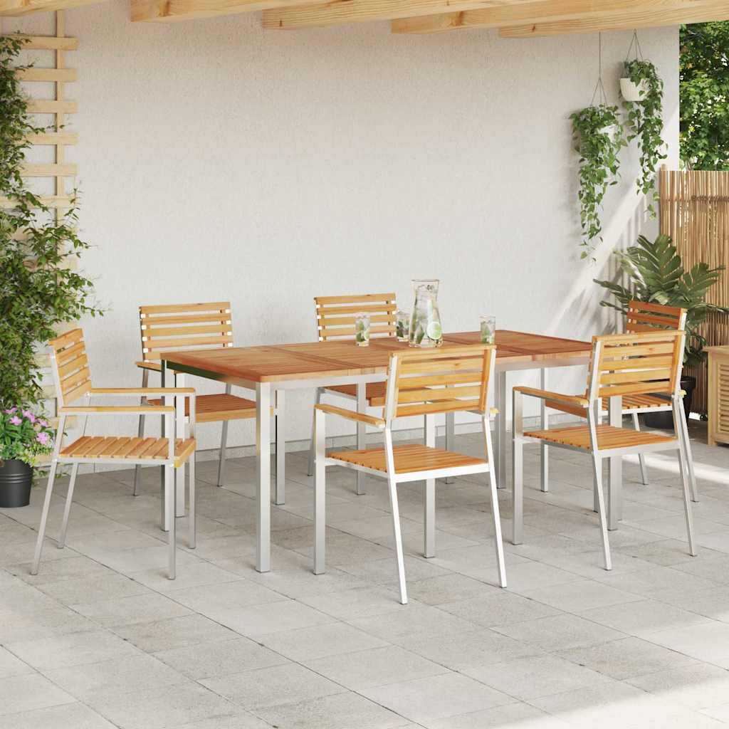 Garten Essgruppe 7 pcs Braun Massivholz Teak