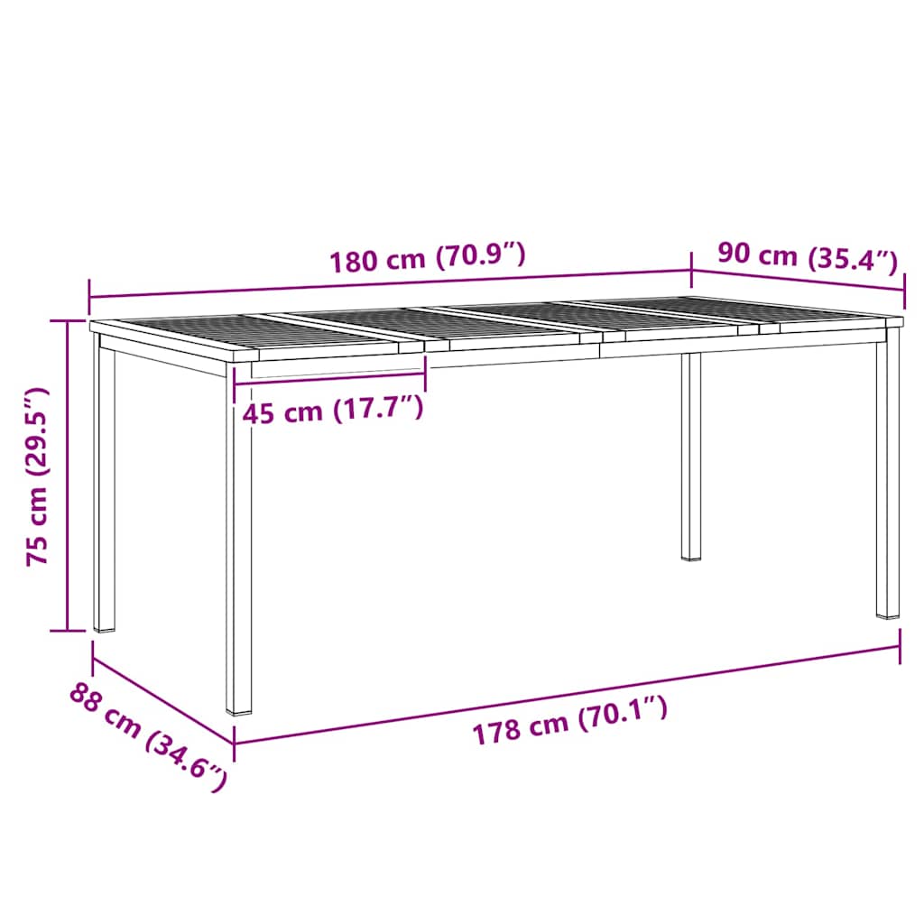 Outdoortisch-Set 7 pcs Braun Massivholz Akazie