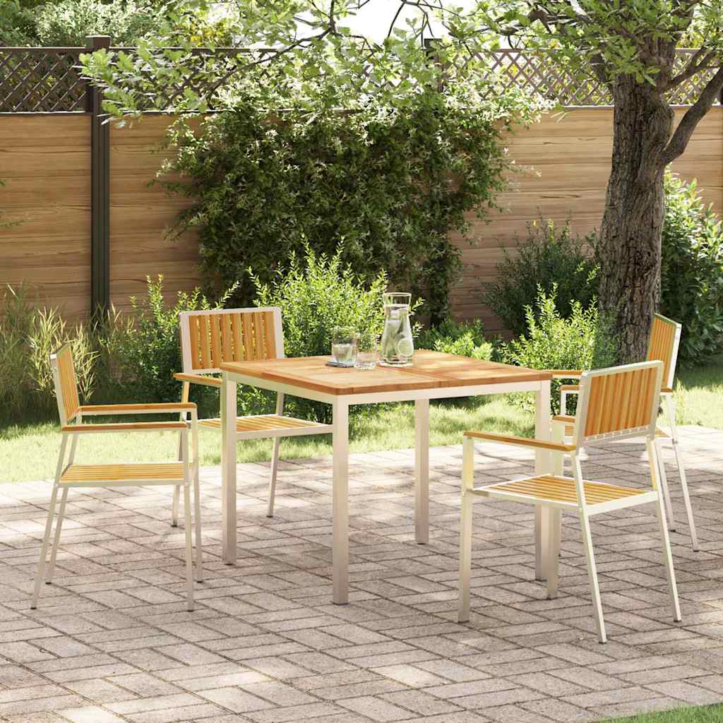 Outdoortisch-Set 5 pcs Braun Massivholz Teak