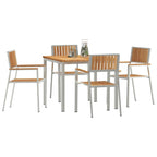 Outdoortisch-Set 5 pcs Braun Massivholz Teak