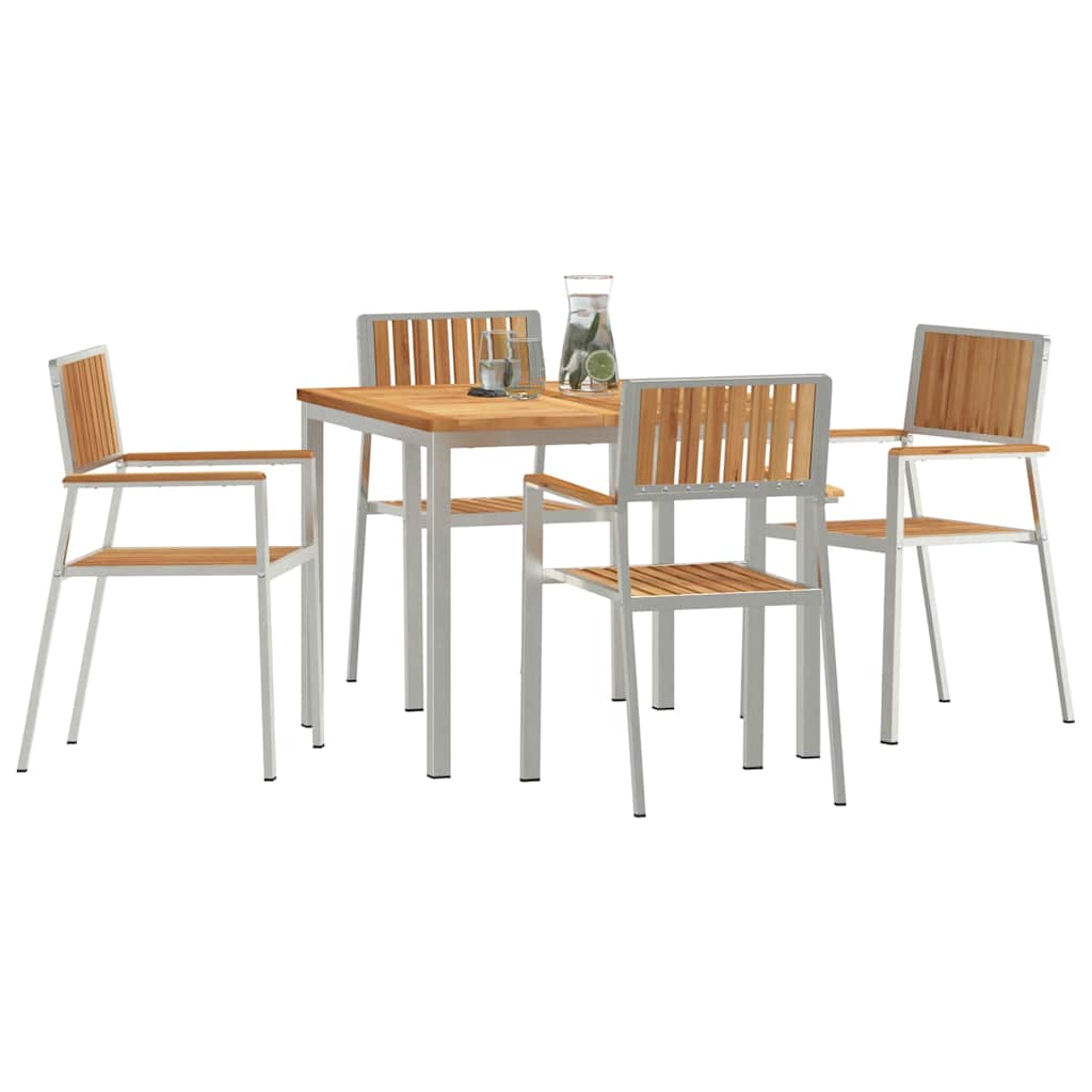 Outdoortisch-Set 5 pcs Braun Massivholz Teak